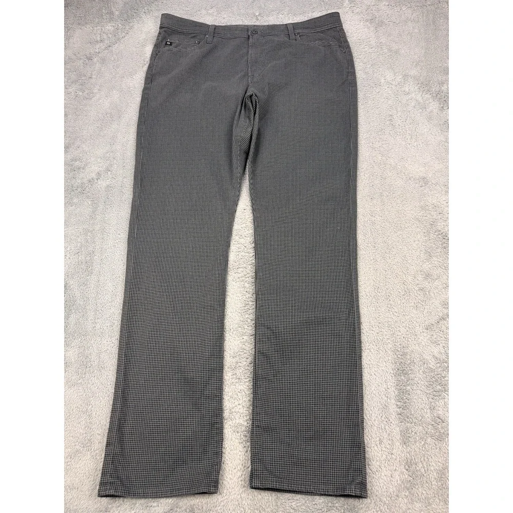 Adriano Goldschmied Jeans Men 38x34 Gray Houndstooth AG Slim Straight Everett‎